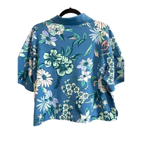 NIKE The Nike Polo Dri-Fit Tropical Floral Cropped Loose Fit Top - Large - Picture 4 of 5